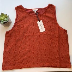 Jaime Rust Colored Floral Eyelet Crop Top